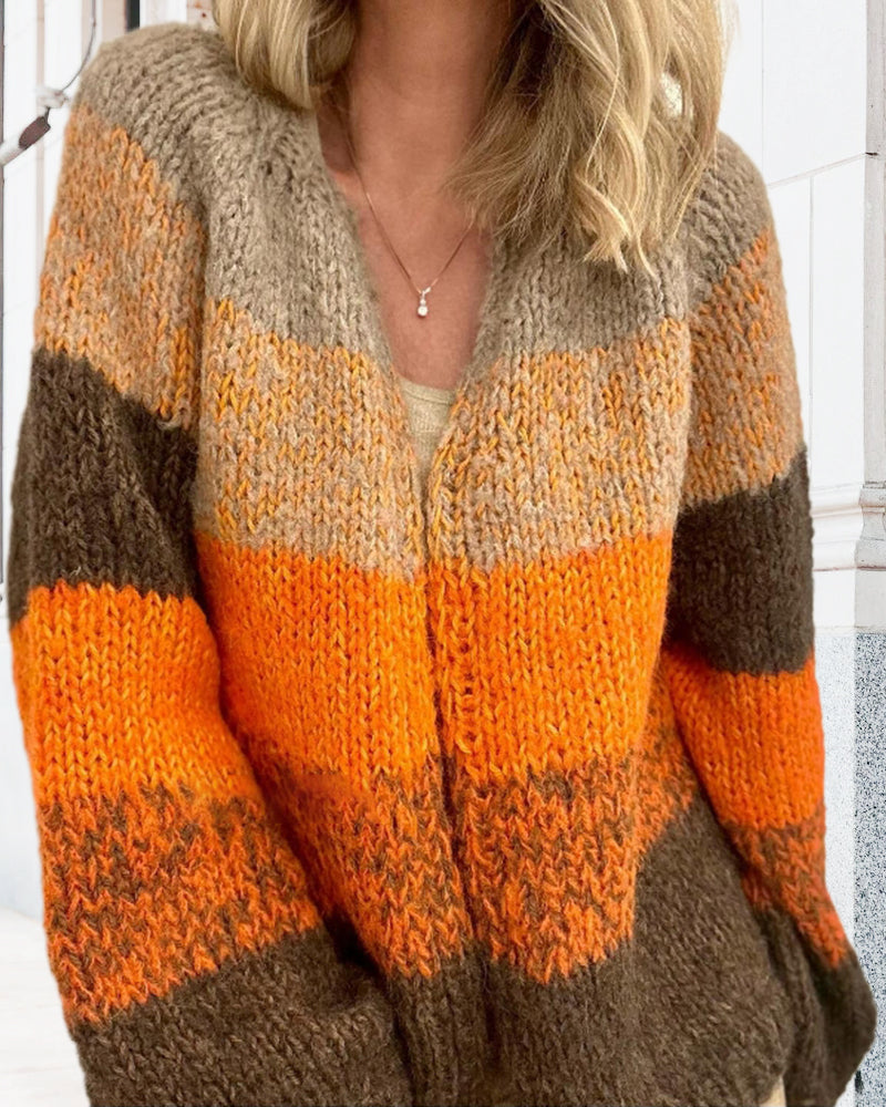 Farveblok løs cardigan