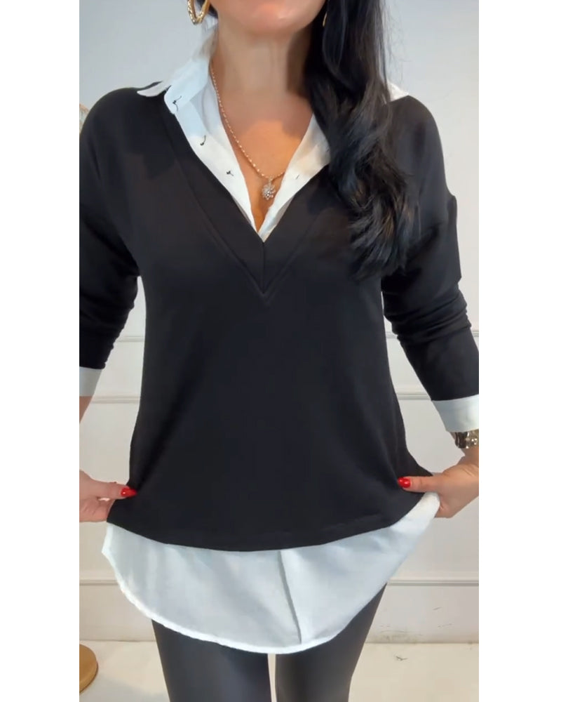 Top Sort Og Hvid Patchwork Krave