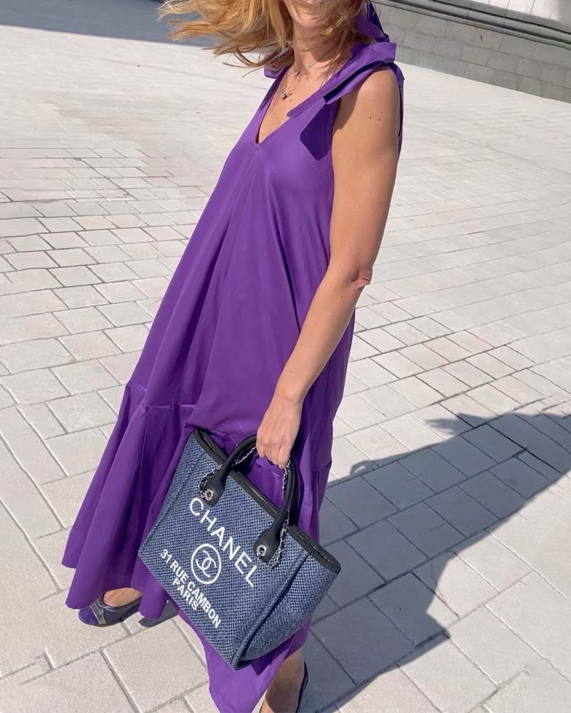 Lilla afslappet kjole med stropper