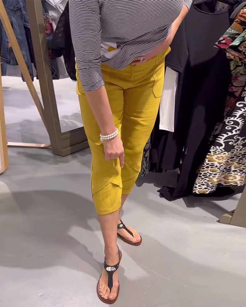 Bukser Afslappede Tilspidsede Bomuld Og Hør Korte