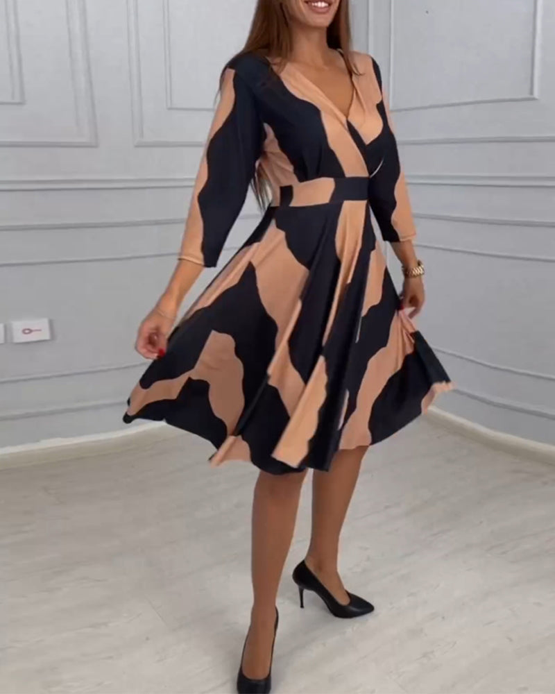 Vintage A-linje kjole med print