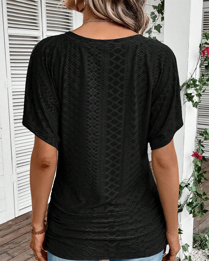 T-shirt V-hals Ensfarvet Casual