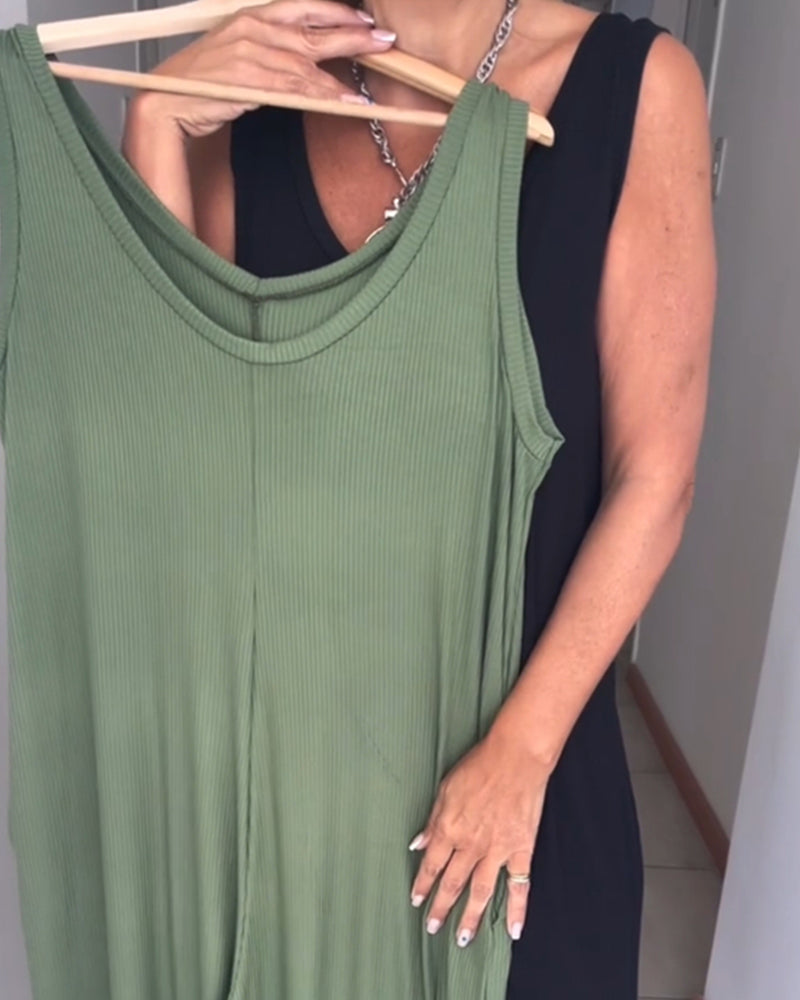 Sort jumpsuit uden ærmer