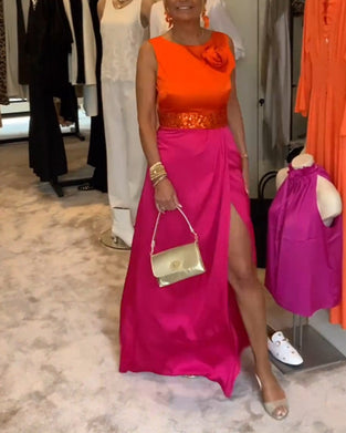 Tofarvet kjole uden ærmer