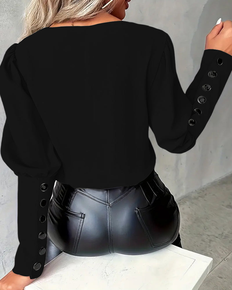 Øverste Hestesko Ærme V-Udskæring Kontrastfarve