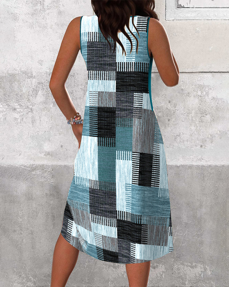 Kjole Ærmeløs V-Hals Kontrast