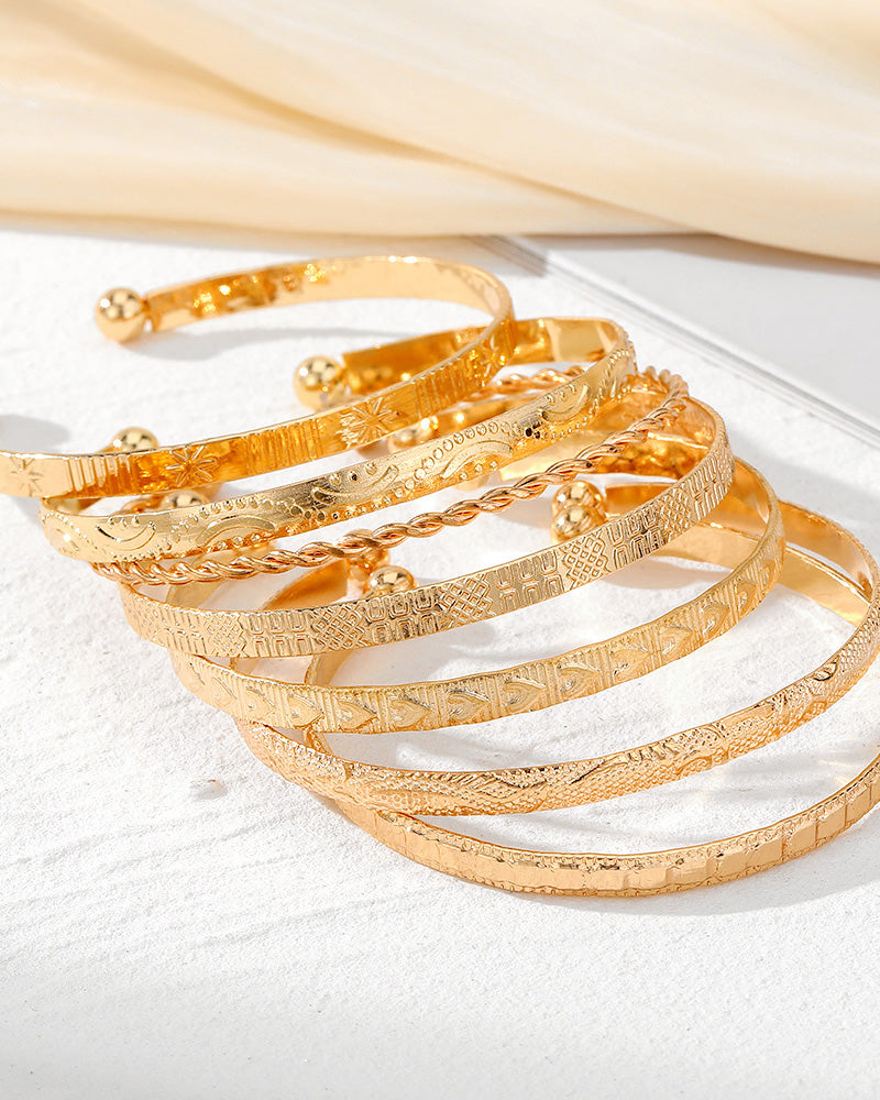 Guld armbåndssæt i 7 dele