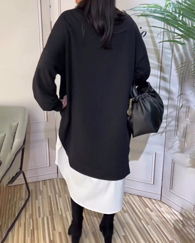 Rund hals patchwork kjole