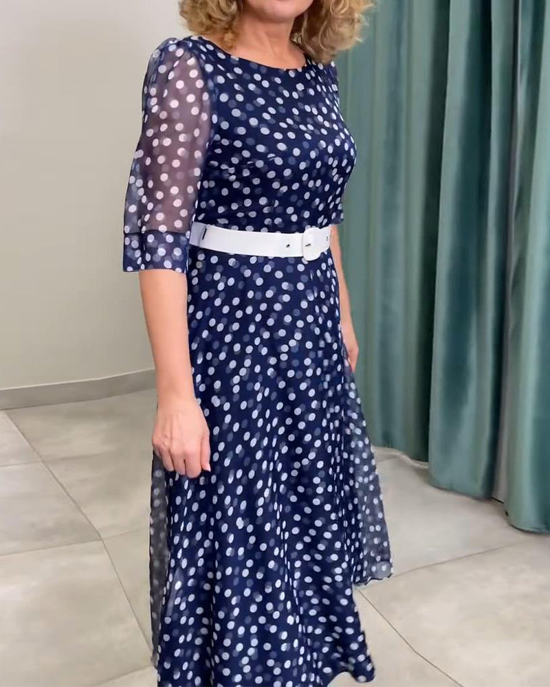 Kjole Halværmede Prik Chiffon