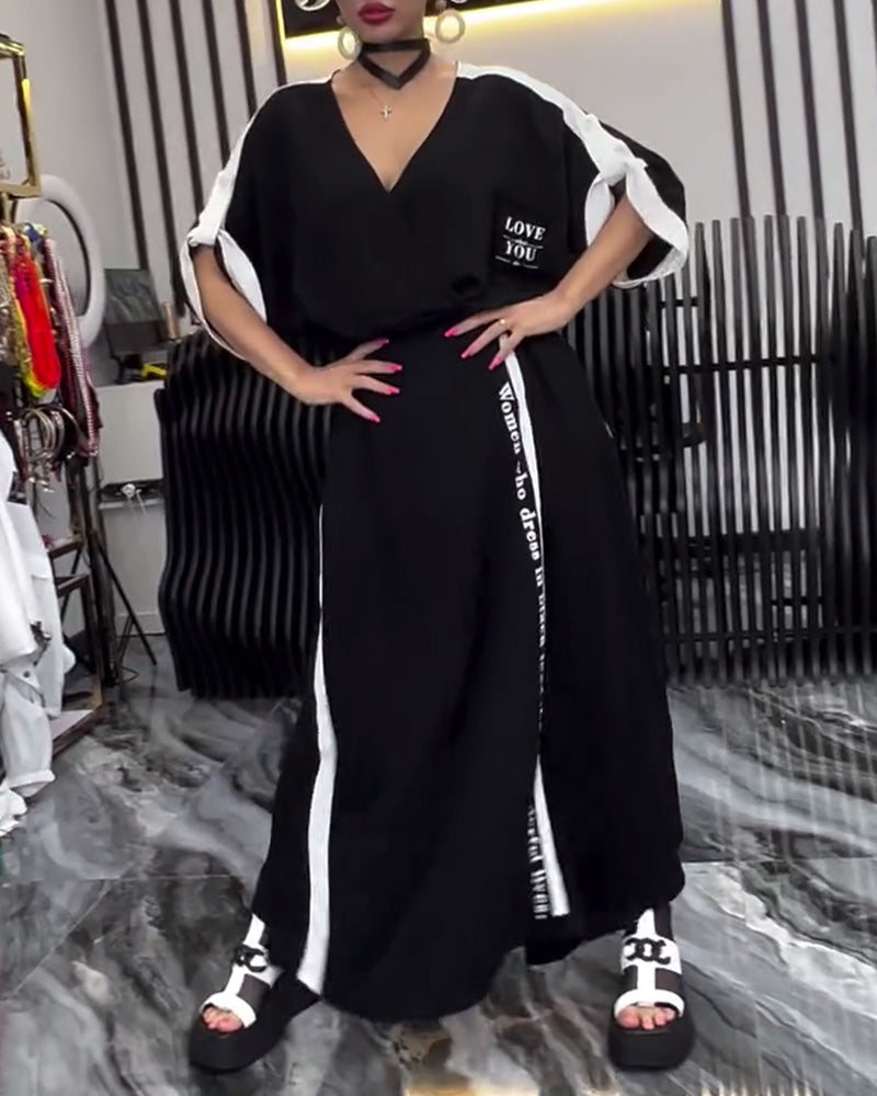 Jakkesæt V-Hals Uregelmæssig Løse Bukser