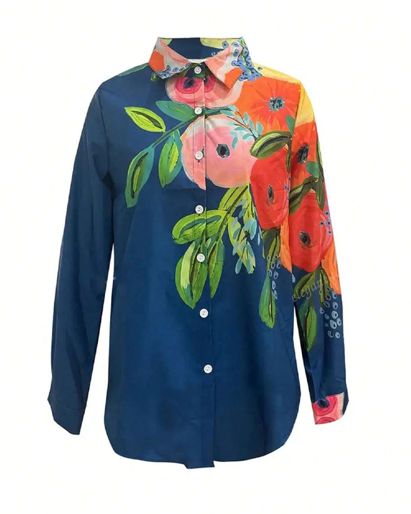 Bluse Trykt Ståkrave