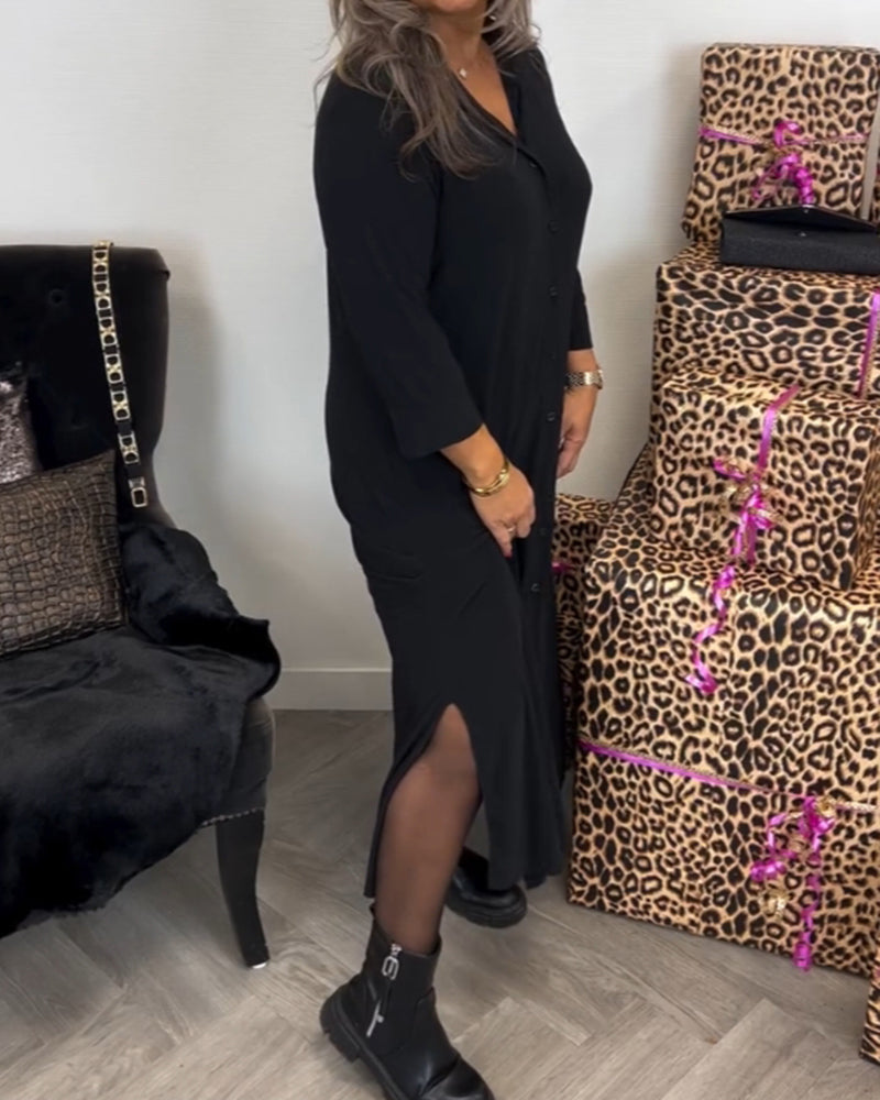 Lang skjortekjole med knapper