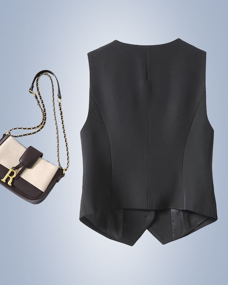 Ensfarvet temperament vestjakke til kvinder