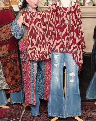 Bluse Flagermusærme Tryk Langærmet