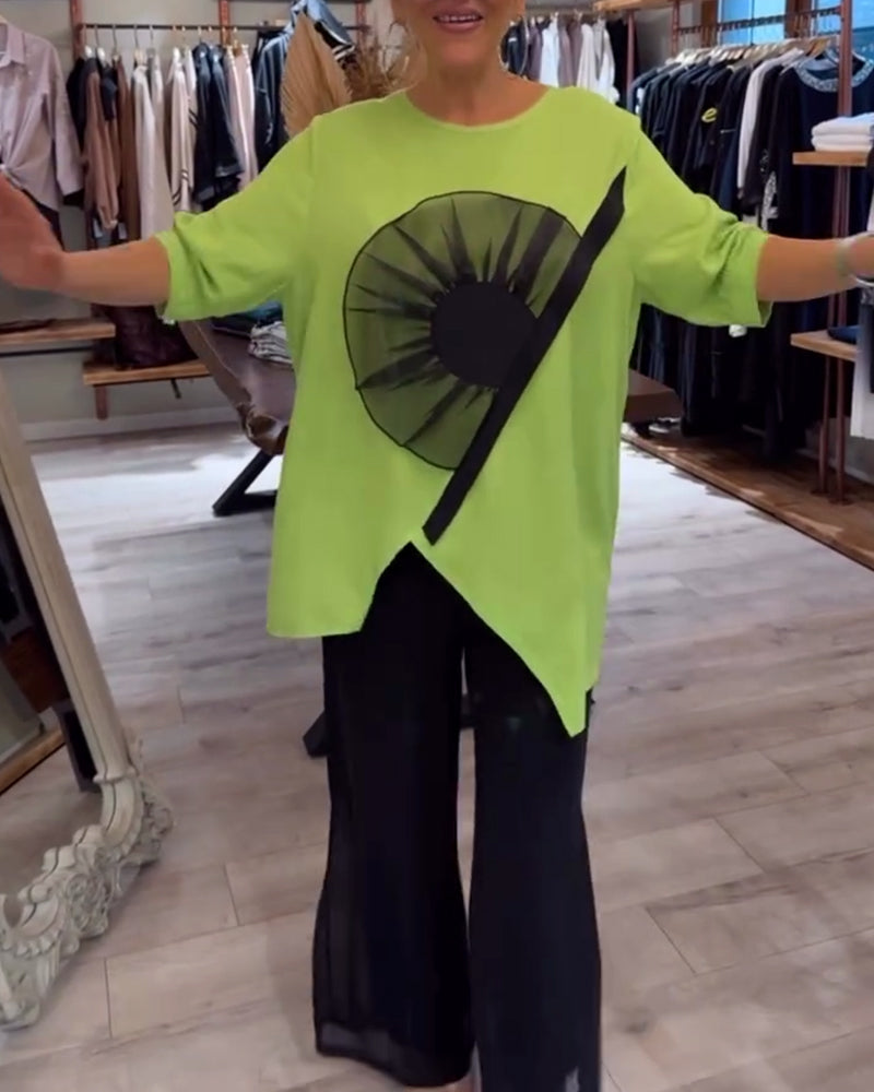 T-Shirt Blomsterprint Kortærmet Afslappet