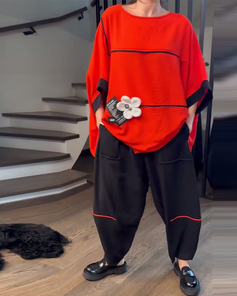 Sæt Løse Bloomers Casual Farveblokering