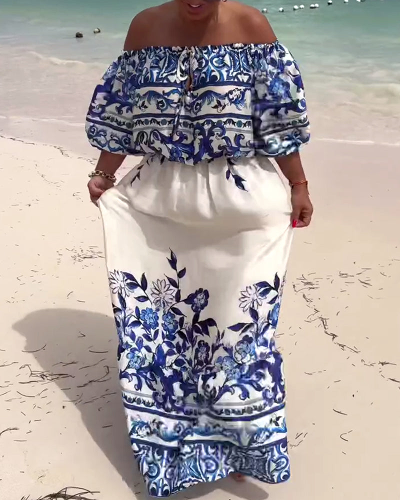 Kjole Off-Shoulder Trykt Resort