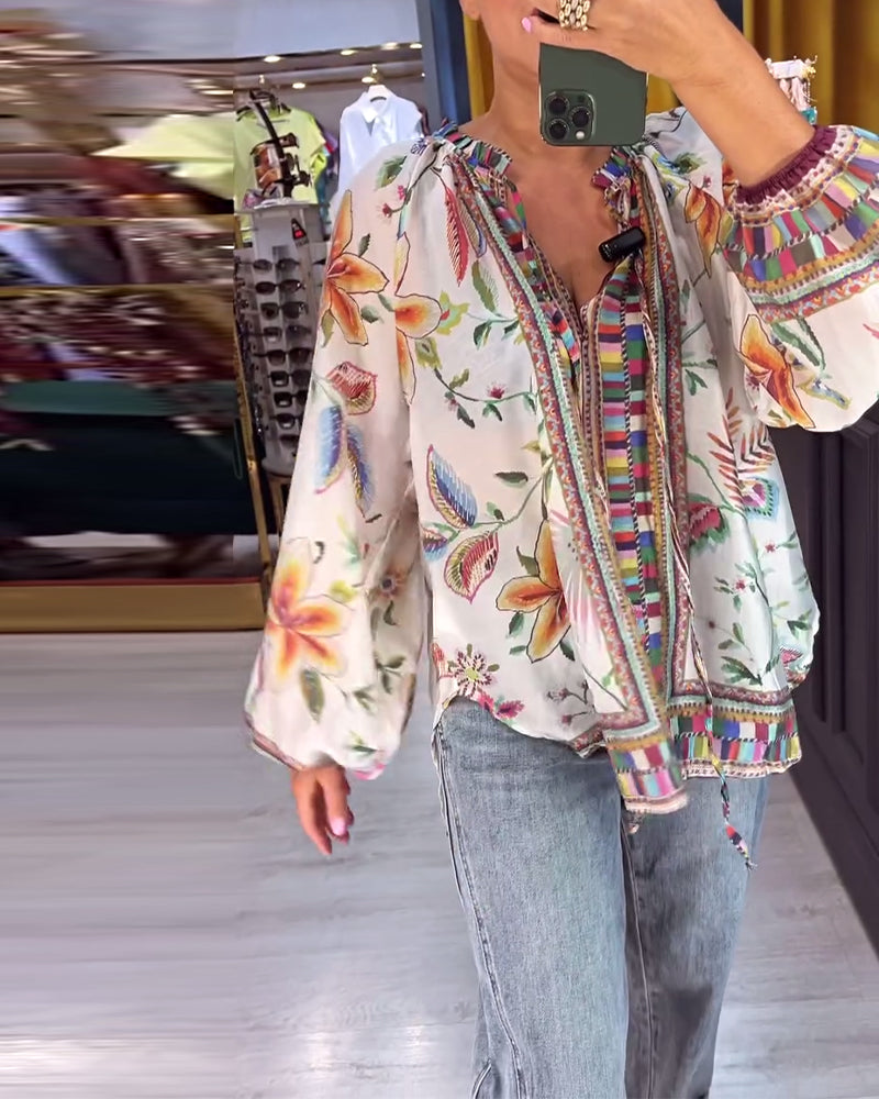 Bluse Sexet V-hals Modeprint