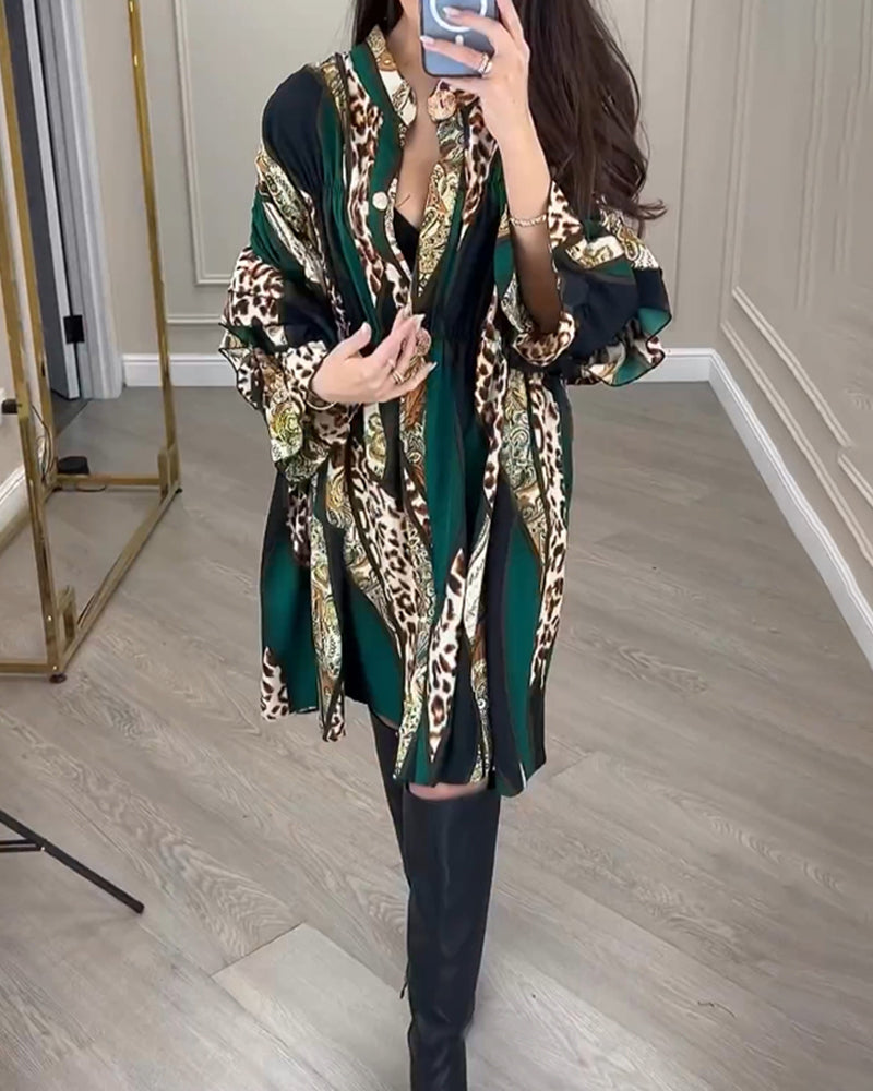 Leopardprint kjole i løs pasform