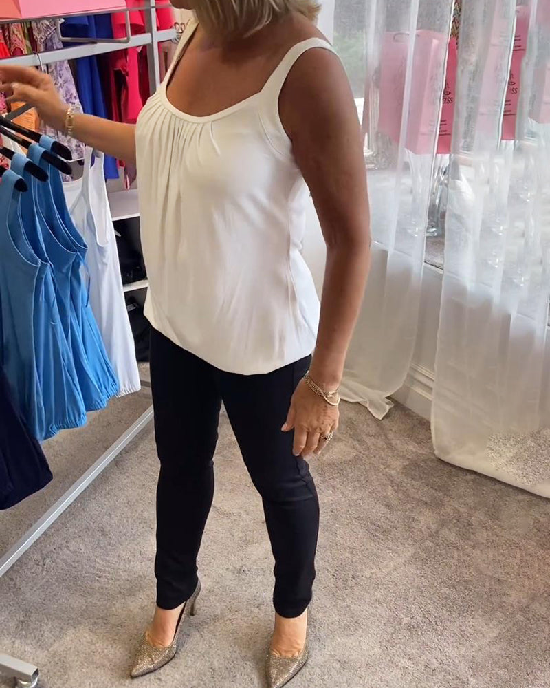 Plisseret hvid camisole top