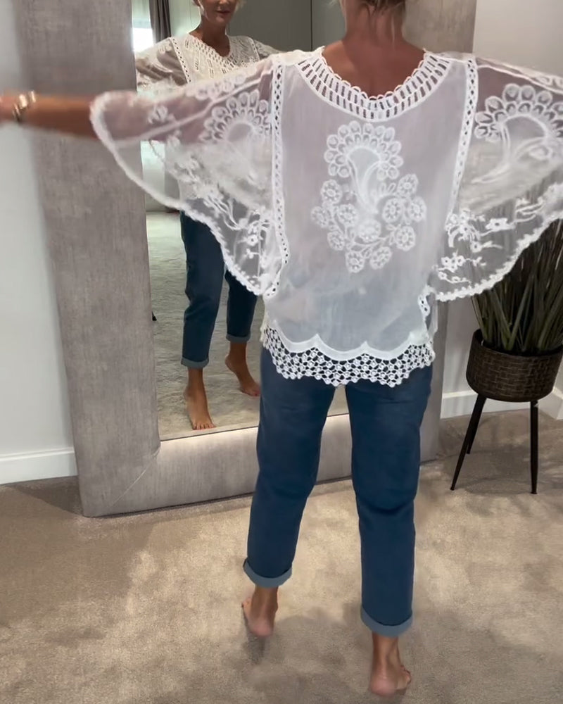 Bluse V-Hals Stilfuld