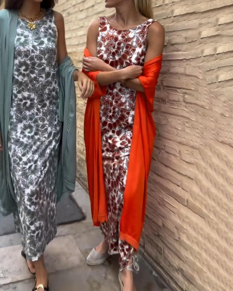 Elegant to-delt sæt med vintageprint