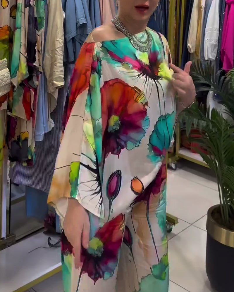 Buksedragt med lotusblomst print