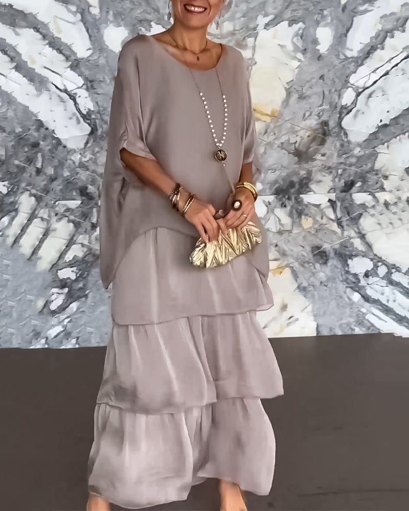 Lagopdelt kjole i løs pasform