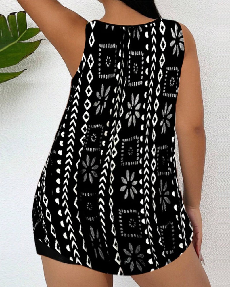 Trykt todelt tankini