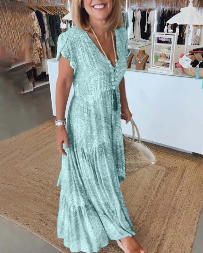 V-halset feriekjole med slids