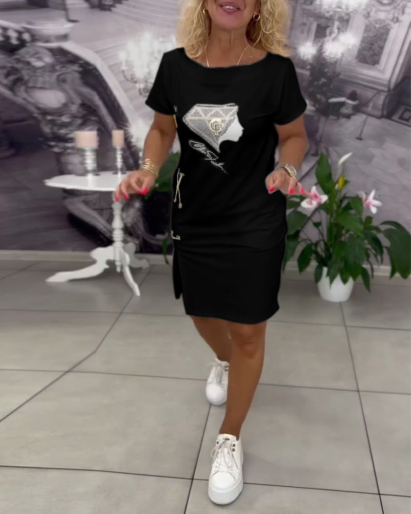 Kjole Printet Tætsiddende Slids