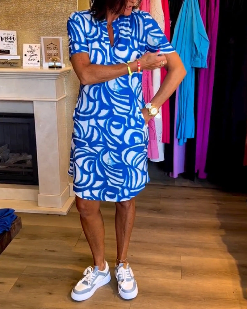 Casual kortærmet kjole med print