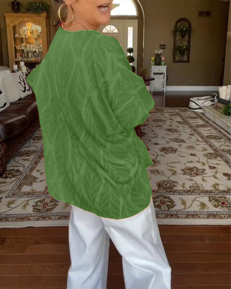 Bluse Rund Hals Løs Print