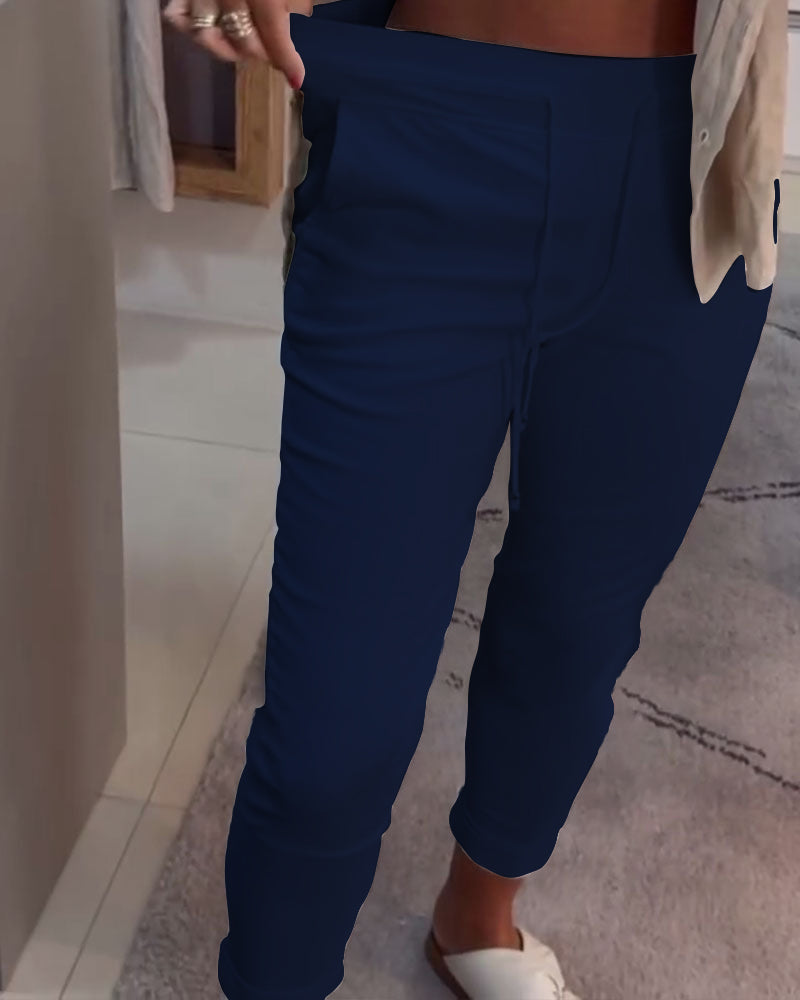 Tætsiddende Bukser Afslappet Med Snøre