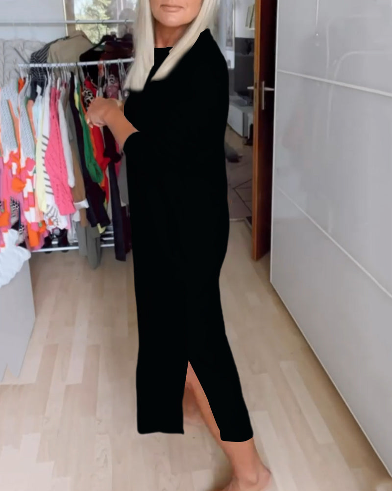 Afslappet kjole med rund hals