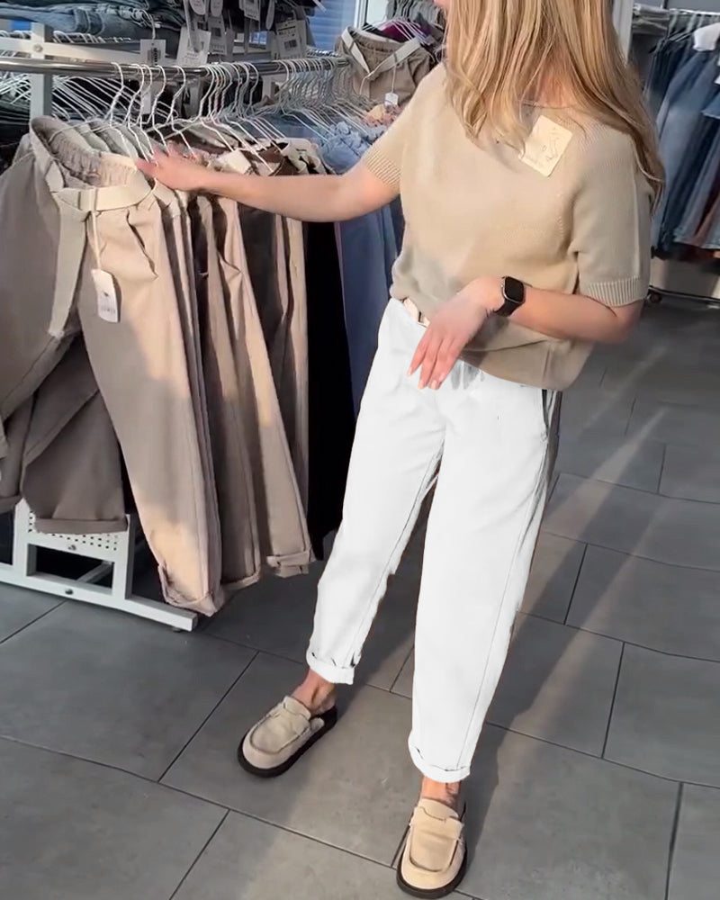 Bukser Ensfarvet Afslappet Lige