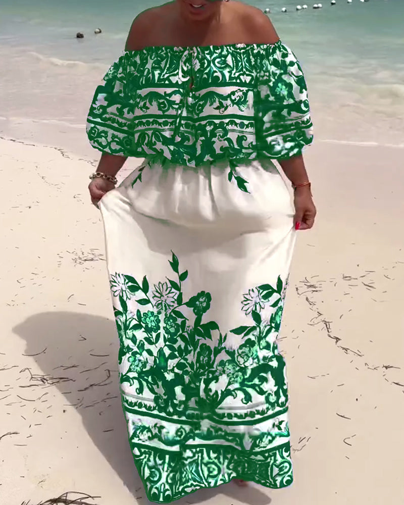 Kjole Off-Shoulder Trykt Resort