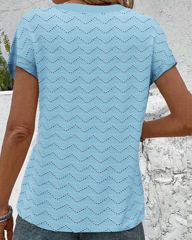 T-shirt V-hals Hul Korte Ærmer