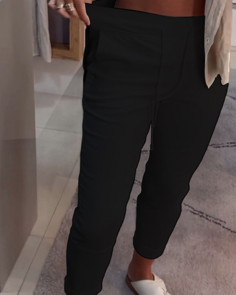 Tætsiddende Bukser Afslappet Med Snøre