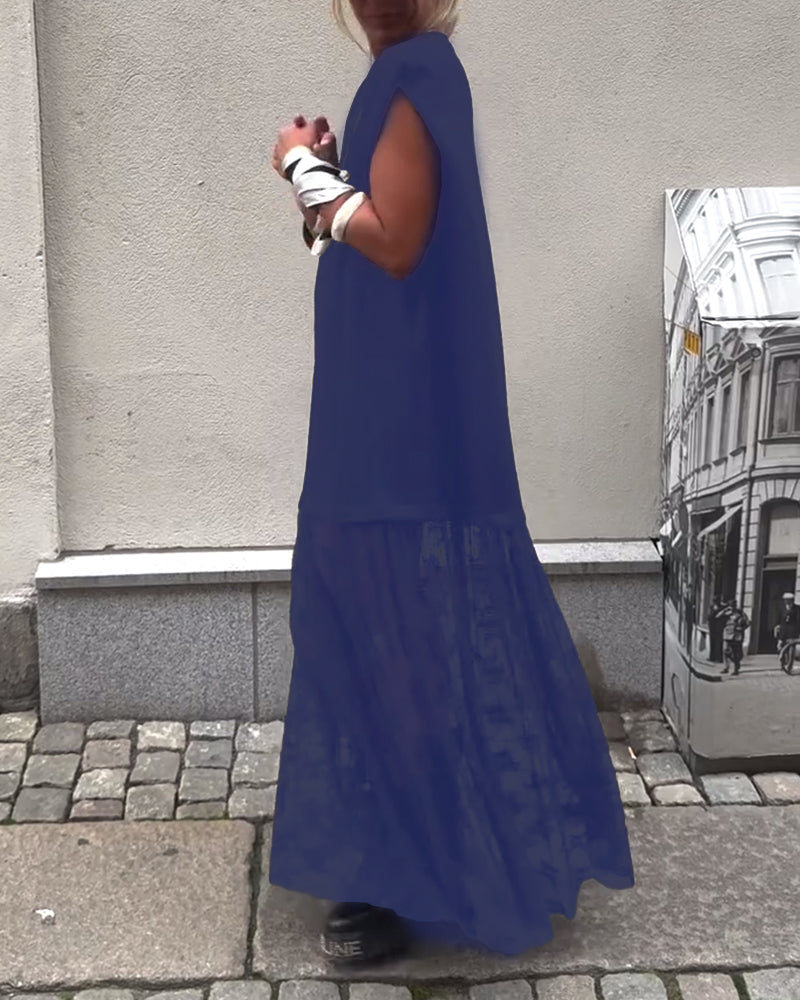 Ærmeløs Mesh Patchwork Kjole