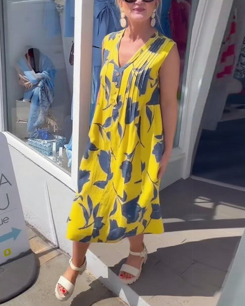 Kjole V-Hals Ærmeløs Trykt