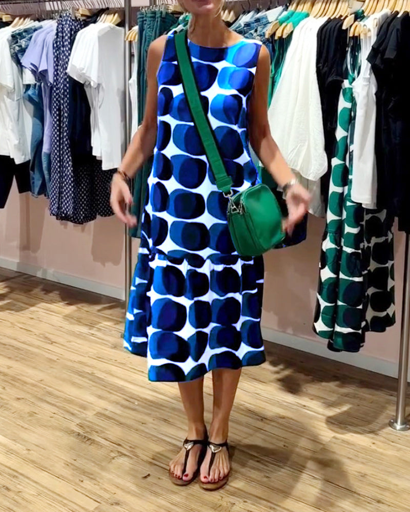 Rundhalset kjole med print