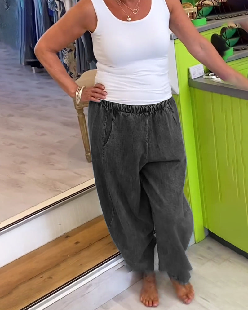 Afslappede Jeans Med Elastisk Talje