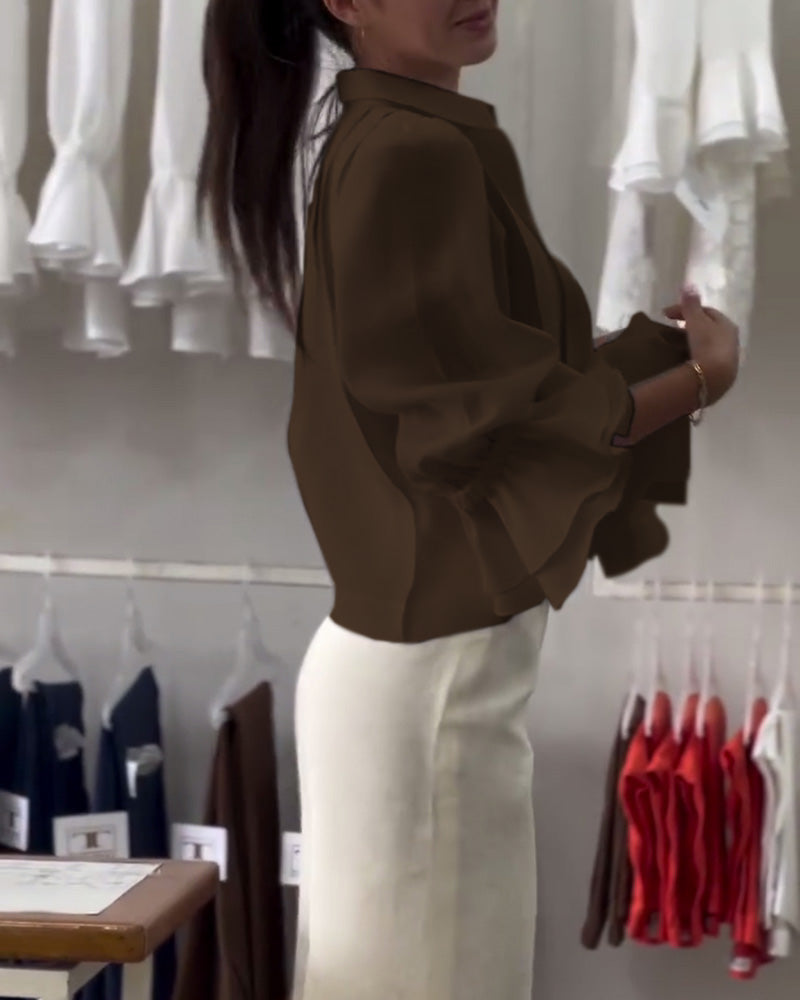 Bluse Puffærme Ruffle