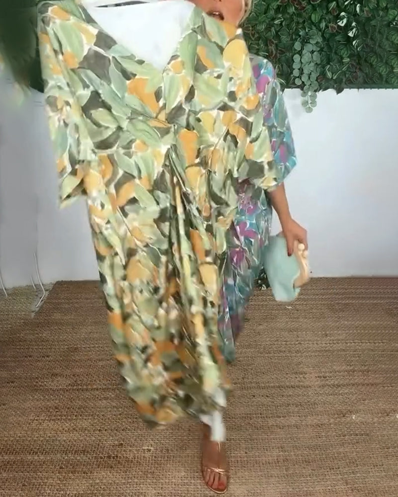 Kjole Med V-Udskæring Og Snoet Mønster