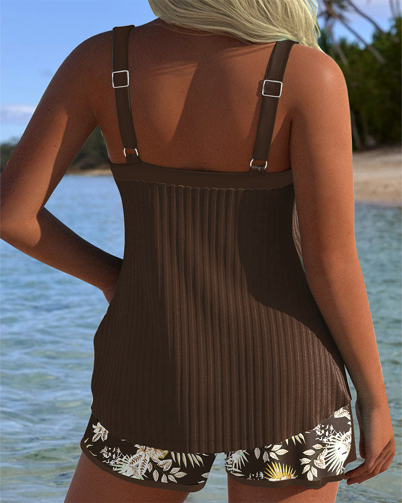 Tankini Stribet Todelt Badeshorts