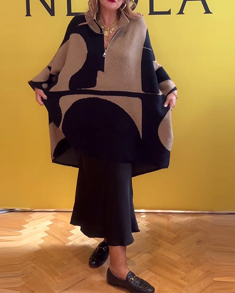 Løs oversized sweater med lynlås