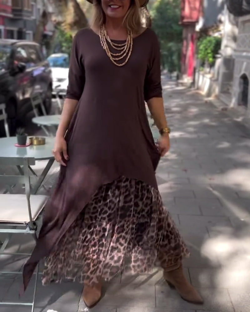 Kjole Langærmet Ensfarvet Uregelmæssig