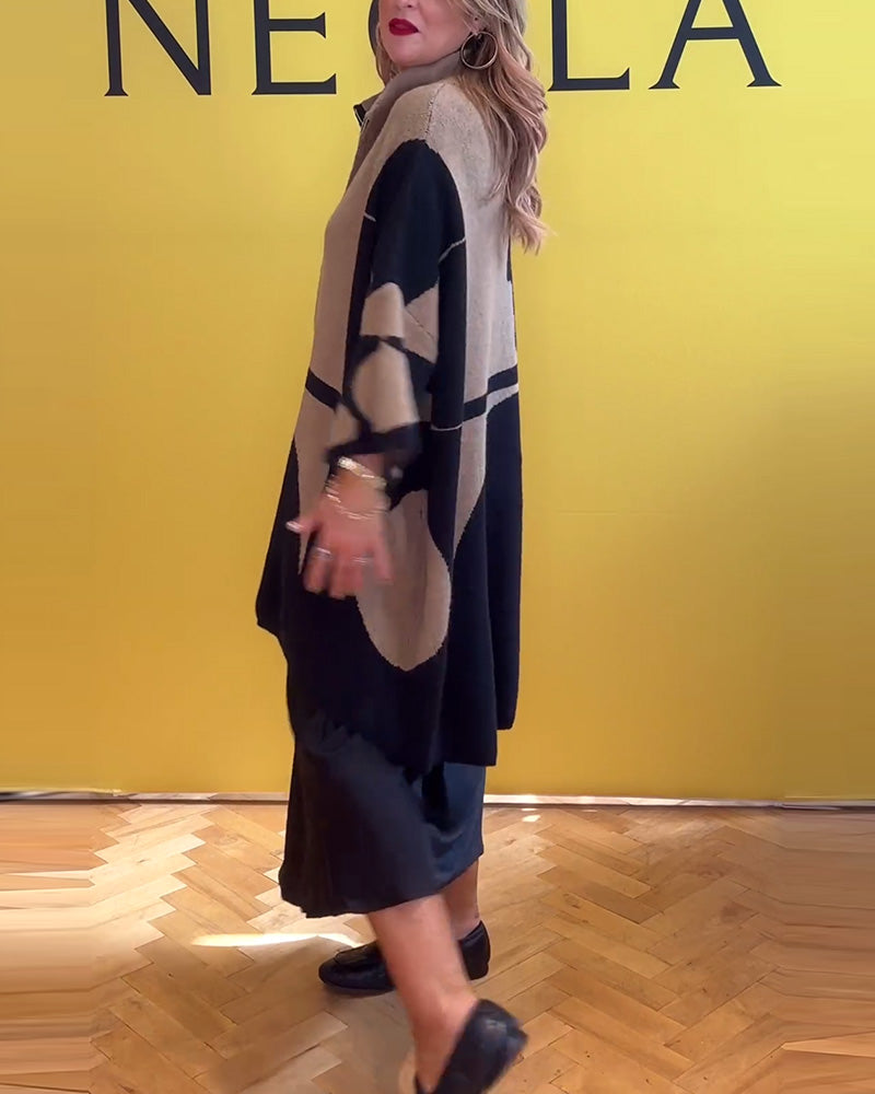 Løs oversized sweater med lynlås