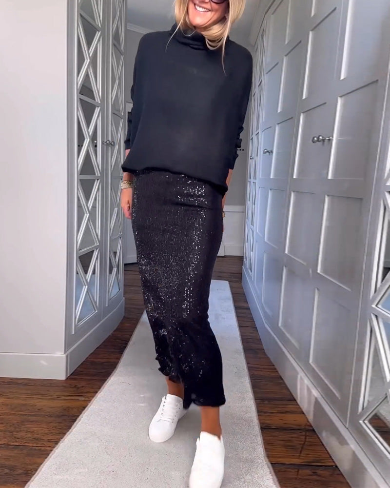 Ensfarvet enkel nederdel